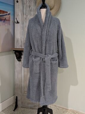 NWT Barefoot Dreams CozyChic Adult Robe in Blue Dusk